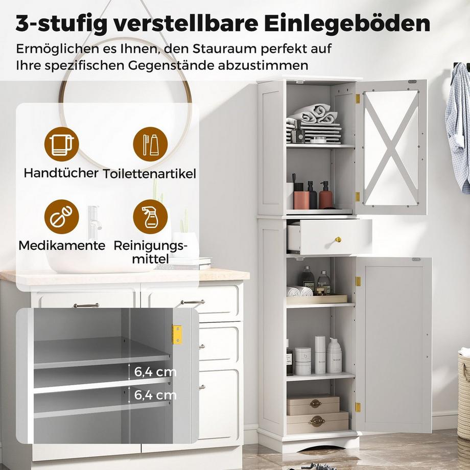 Northix Mobiletto da bagno con ripiani regolabili  