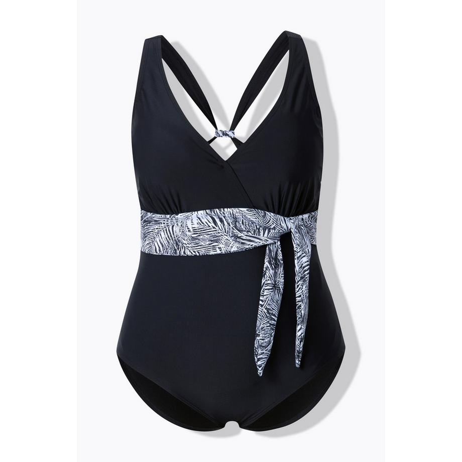 Ulla Popken Badeanzug Neckholder-Optik Softcups Zierschleife  