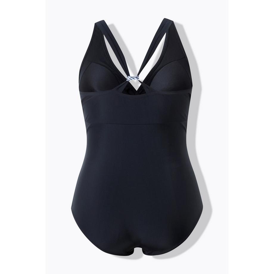 Ulla Popken Badeanzug Neckholder-Optik Softcups Zierschleife  