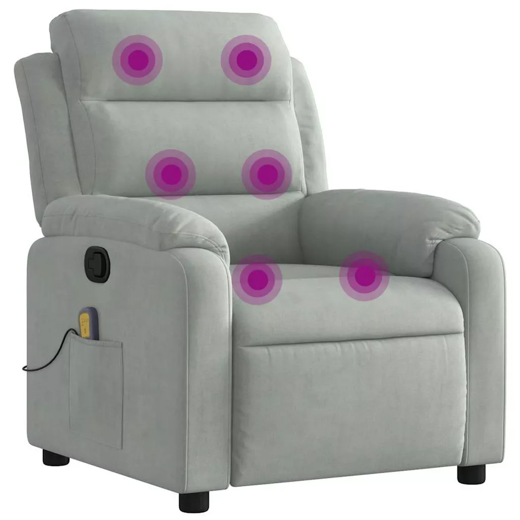 Fauteuil de massage inclinable gris clair velours Vidaxl