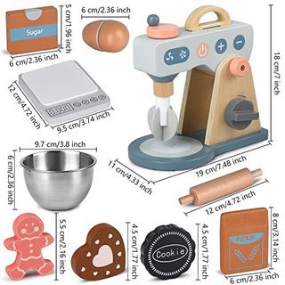 Activity-board  Accessoires de cuisine, ensemble de mélangeur en bois, jeux de nourriture pour enfants, jouets de jeu de rôle pour filles et garçons (ensemble de mélangeur) 