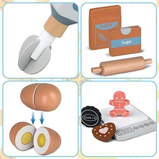 Activity-board  Accessoires de cuisine, ensemble de mélangeur en bois, jeux de nourriture pour enfants, jouets de jeu de rôle pour filles et garçons (ensemble de mélangeur) 