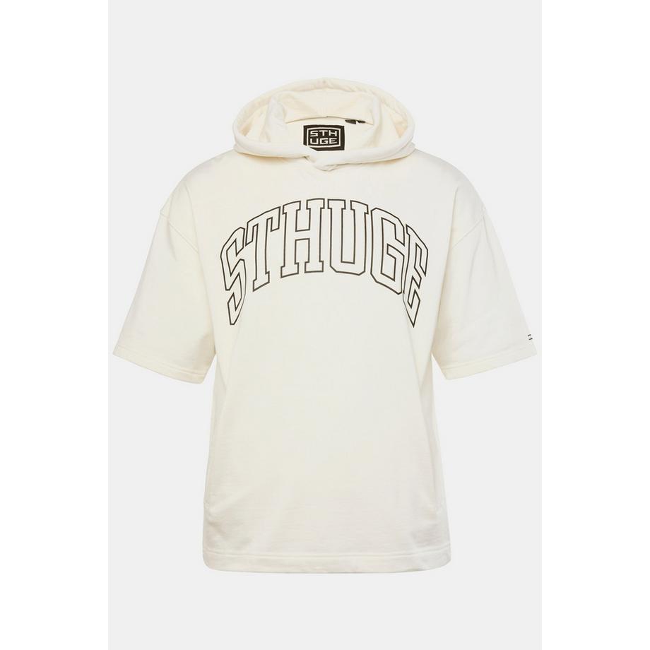 Sthuge Sweat-shirt à capuche à manches courtes avec imprimé poitrine  
