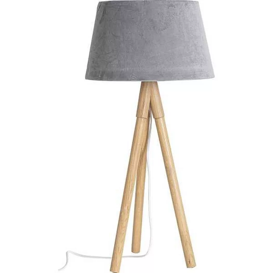 mutoni – Tischlampe Wallas Samt Grau 33×69, One Size,
