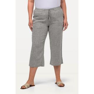 Ulla Popken  Pantaloni di lino a 7/8 naturalmente freschi con cintura elastica 