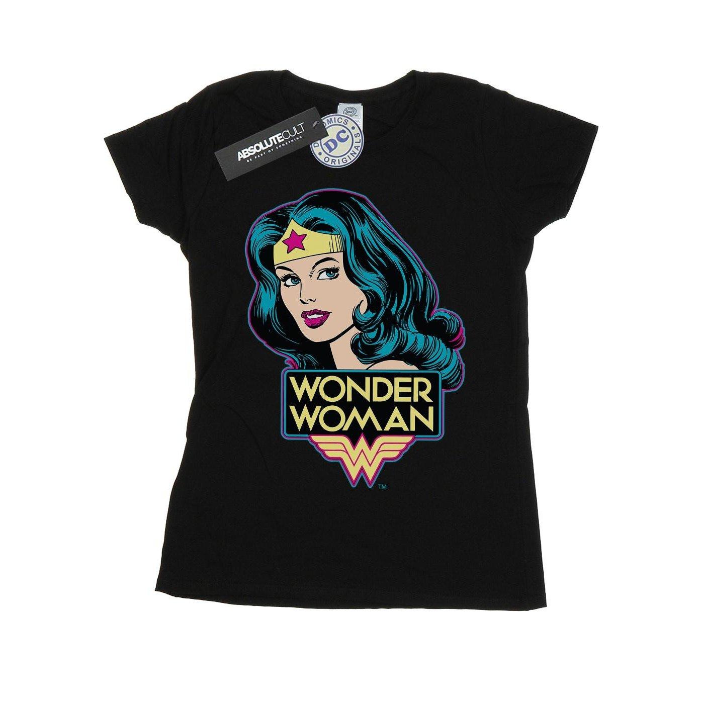 Image of Wonder Woman Head Tshirt Damen Schwarz XXL