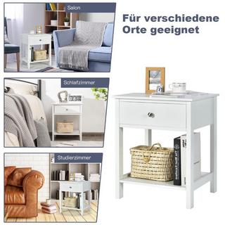 Northix Nachttisch 2-Stufige Nachtkommode Moderner Nachtschrank mit Schublade Weiß  