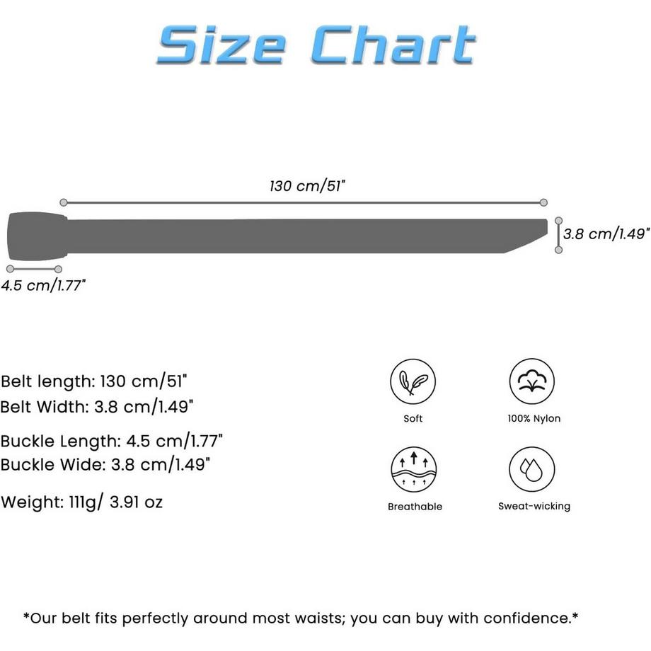 Only-bags.store 5-teiliger Unisex Verstellbarer Nylongürtel ohne Metallschnalle  