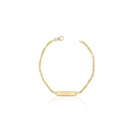 MUAU Schmuck  Bébé Bracelet Singapur Gelbgold 375, 14cm Gravurplatte 2.4cm 