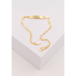 MUAU Schmuck  Bébé Bracelet Singapur Gelbgold 375, 14cm Gravurplatte 2.4cm 