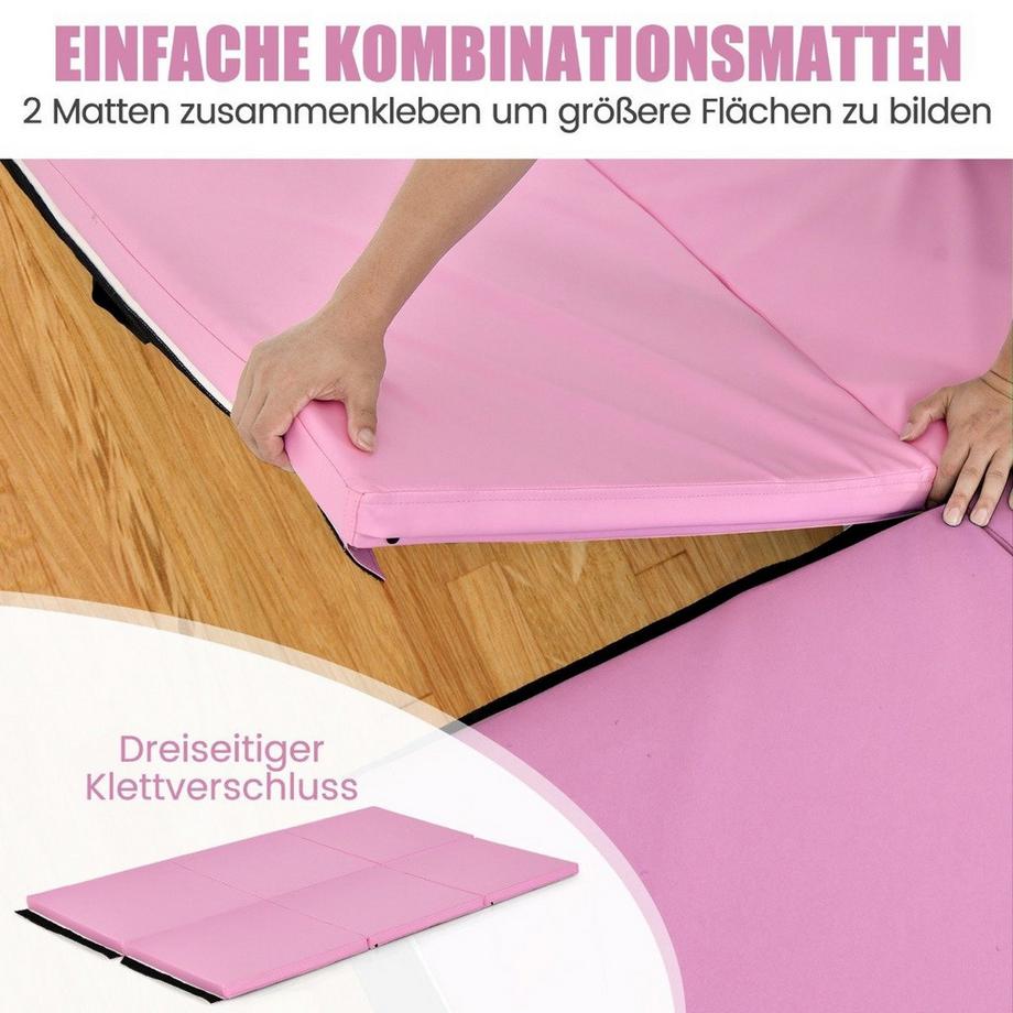 Northix  Tapis de sol souple pliable avec 2 poignées tapis de gymnastique antidérapant 180 x 60 x 5 cm rose 