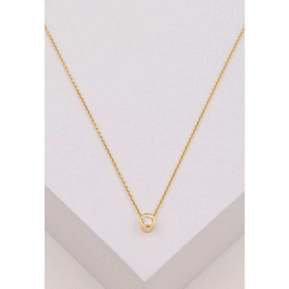 MUAU Schmuck  Solitär Anhänger Zargenfassung Gelbgold 750 Diamant 0.25ct. 6x6mm 