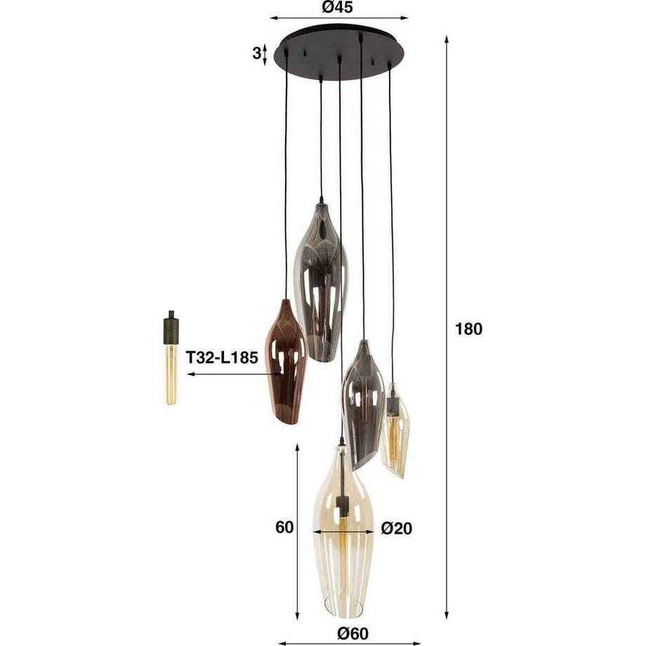 mutoni industrial Hängelampe Cocoon Mix 5L gestuft  