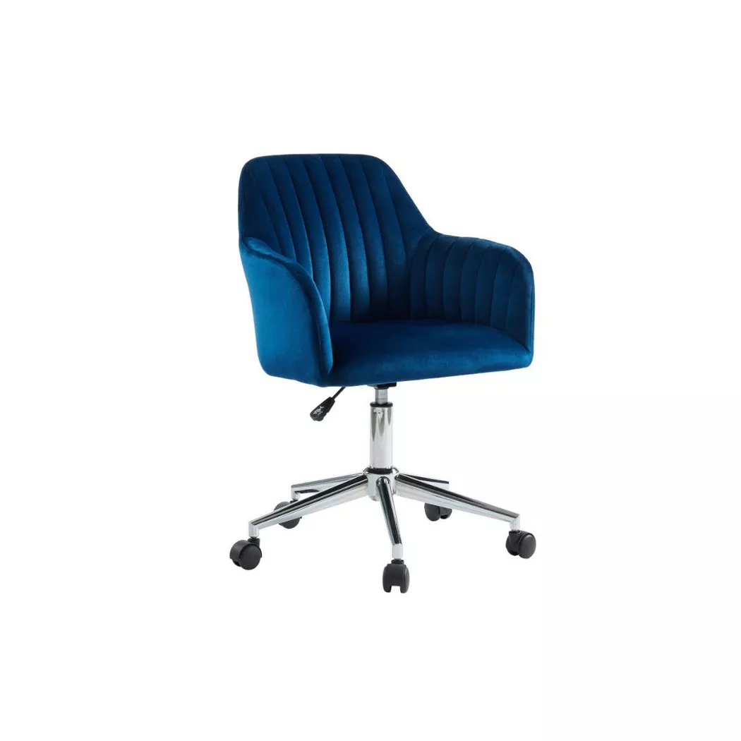 Vente-unique - Chaise de bureau Velours Hauteur réglable ELEANA, One Size, Bleu