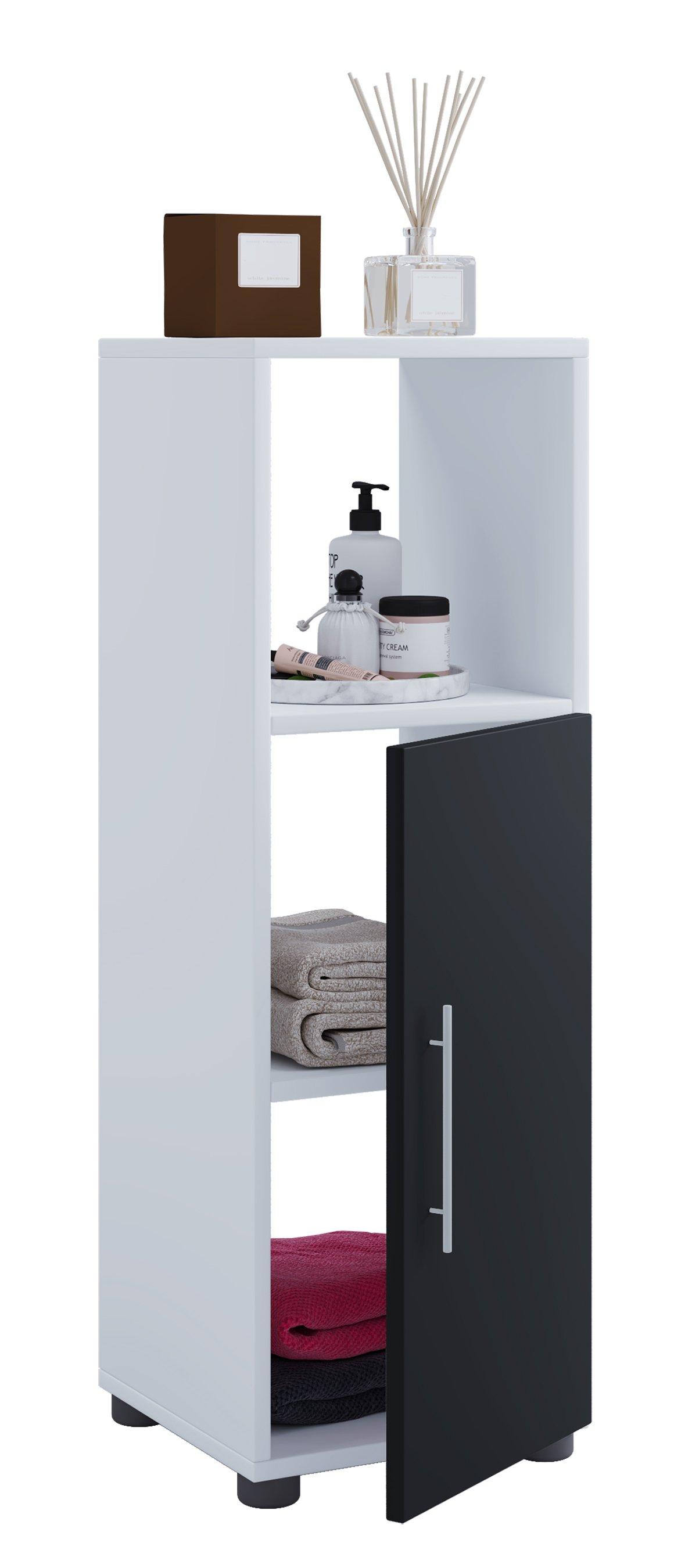 VCM Holz Midischrank | Badschrank mit offenem Fach und einer Drehtür | Maße H. 93 x B. 31 x T. 30 cm | Midischrank - Flandu  