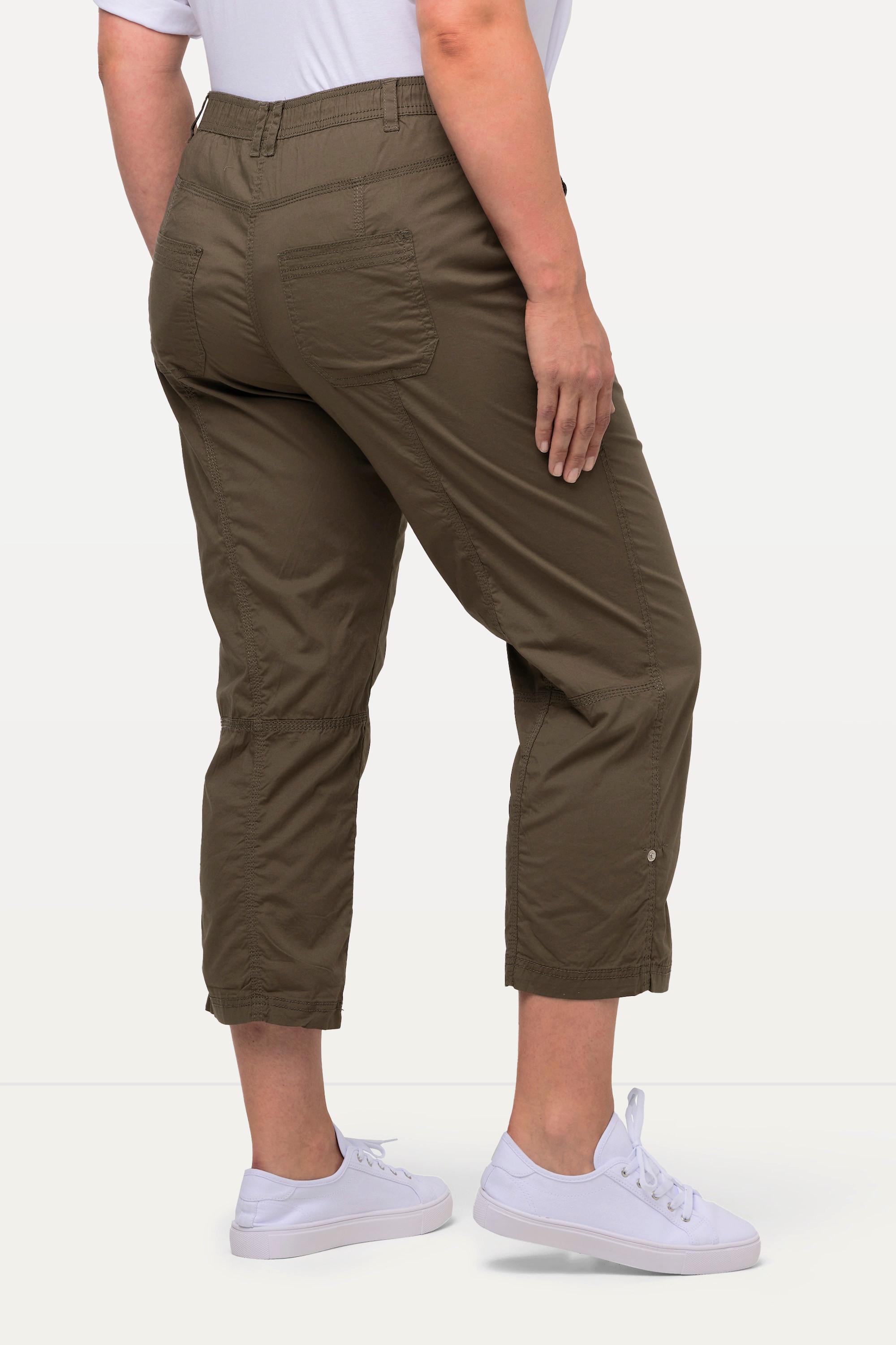 Ulla Popken  Pantaloni cargo a 7/8 con linguetta per risvolto e cintura comoda 