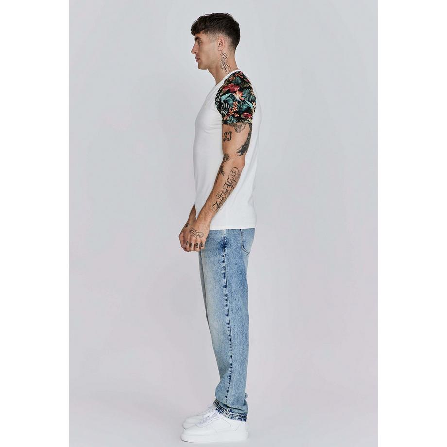 Sik Silk Raglan T-Shirt Blumenärmel  