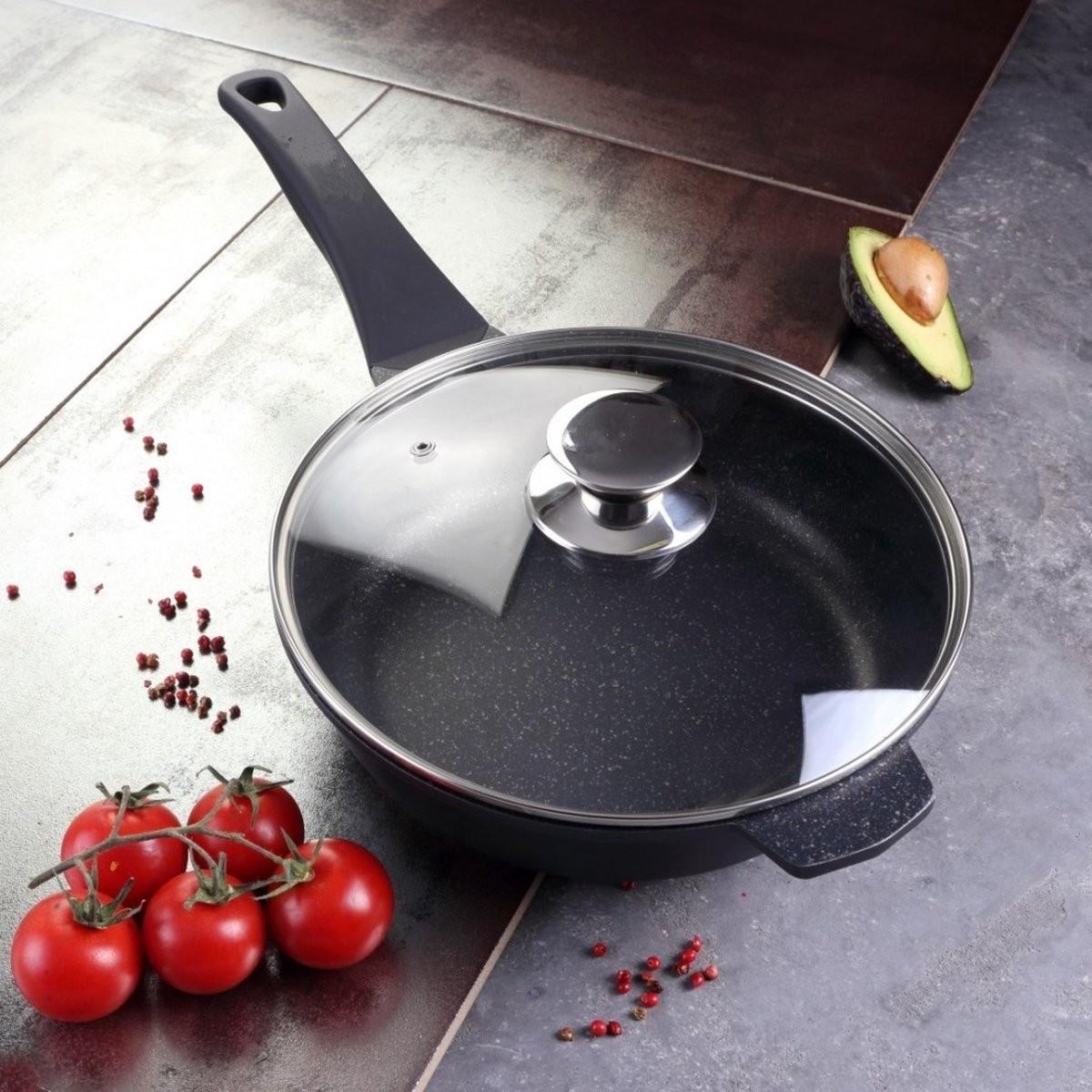 Royalty Line Bratpfanne mit Marmorbeschichtung und Glasdeckel - 28 cm  