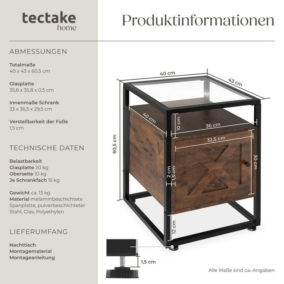 Tectake Nachttisch Kidderminster  
