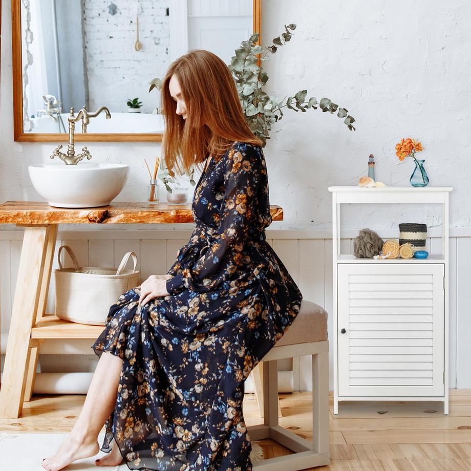 Northio Meuble de salle de bain à 3 compartiments  