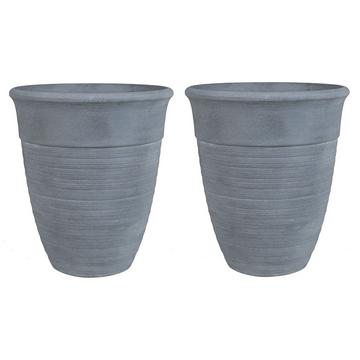 Lot de 2 pots de fleurs en Mélange de pierre Moderne KATALIMA