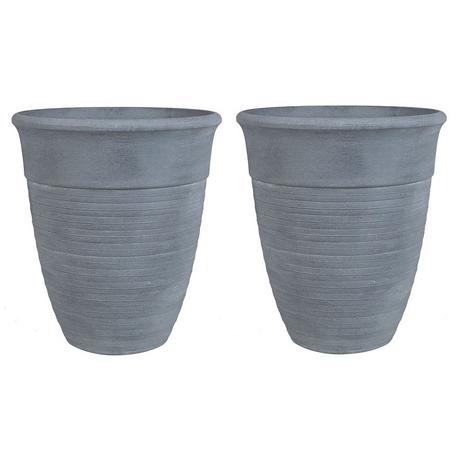 Beliani Lot de 2 pots de fleurs en Mélange de pierre Moderne KATALIMA  