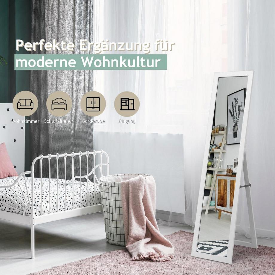 Northix 2 in 1 Ganzkörper-Spiegel Ganzkörperspiegel mit Holzrahmen 37 x 155 cm Weiß  