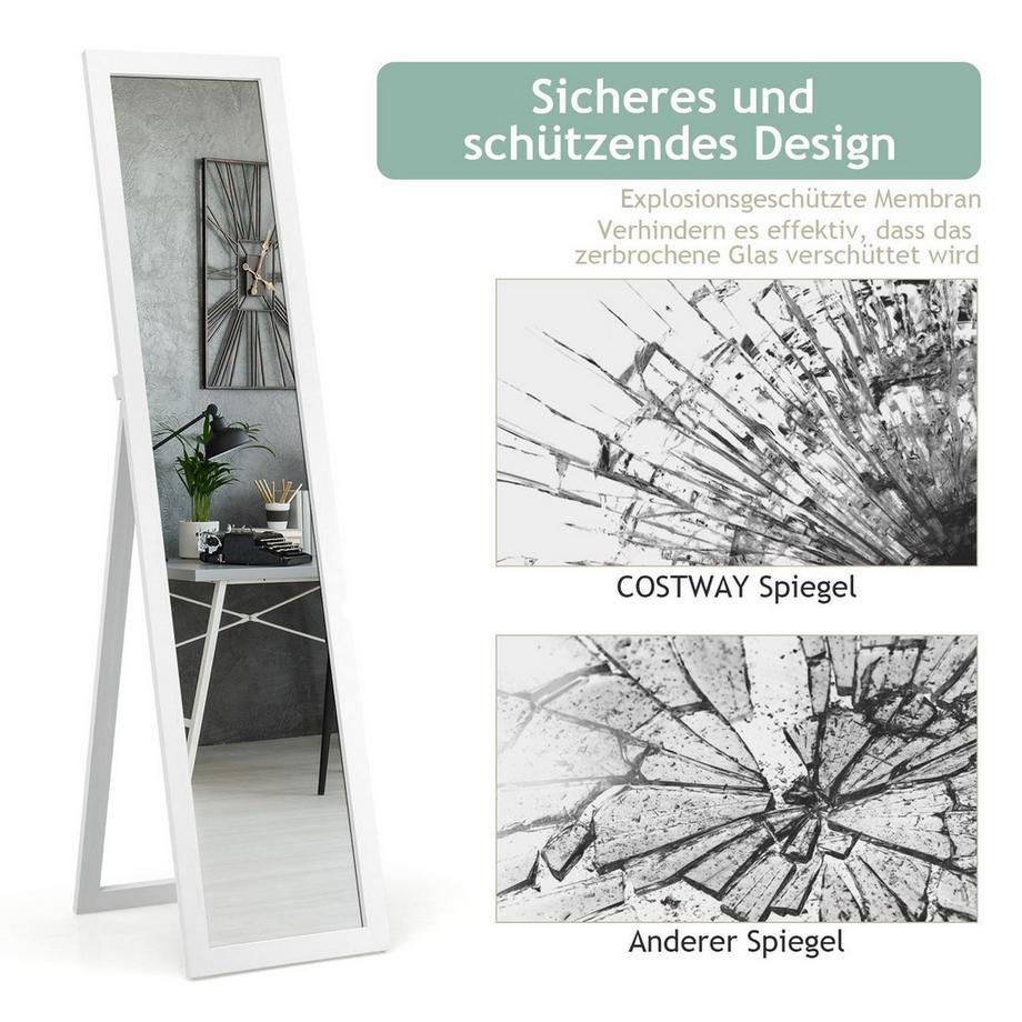 Northix 2 in 1 Ganzkörper-Spiegel Ganzkörperspiegel mit Holzrahmen 37 x 155 cm Weiß  