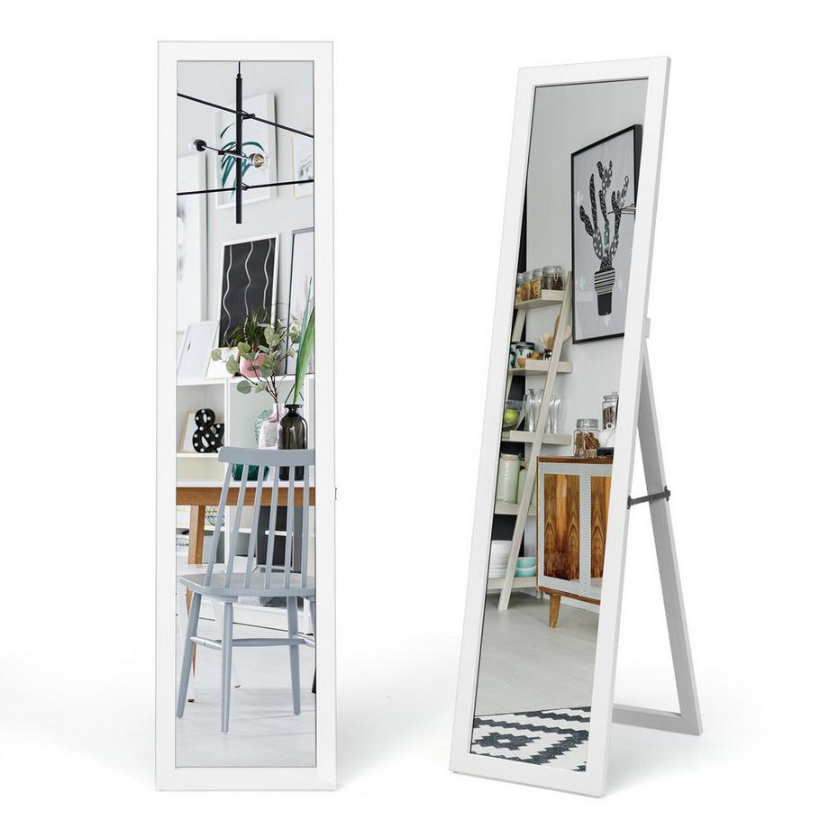 Northix 2 in 1 Ganzkörper-Spiegel Ganzkörperspiegel mit Holzrahmen 37 x 155 cm Weiß  