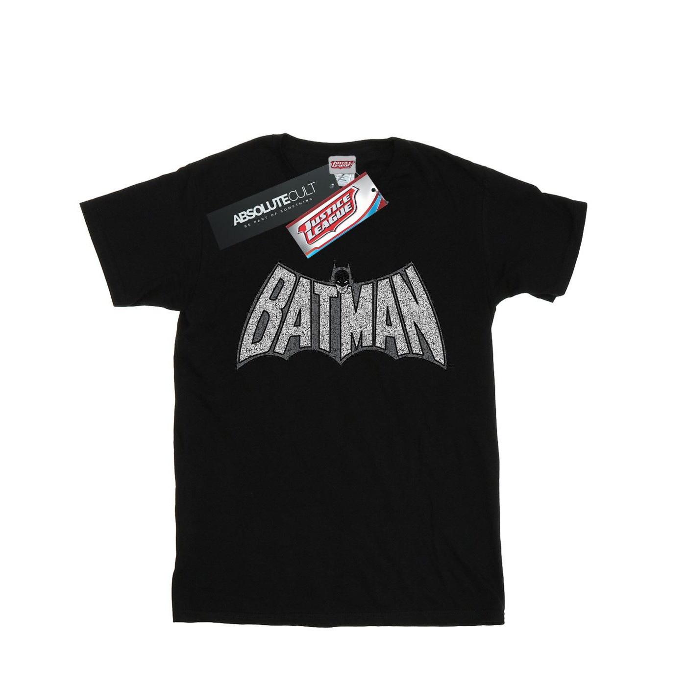 Image of Batman Retro Crackle Logo Tshirt Damen Schwarz XXL