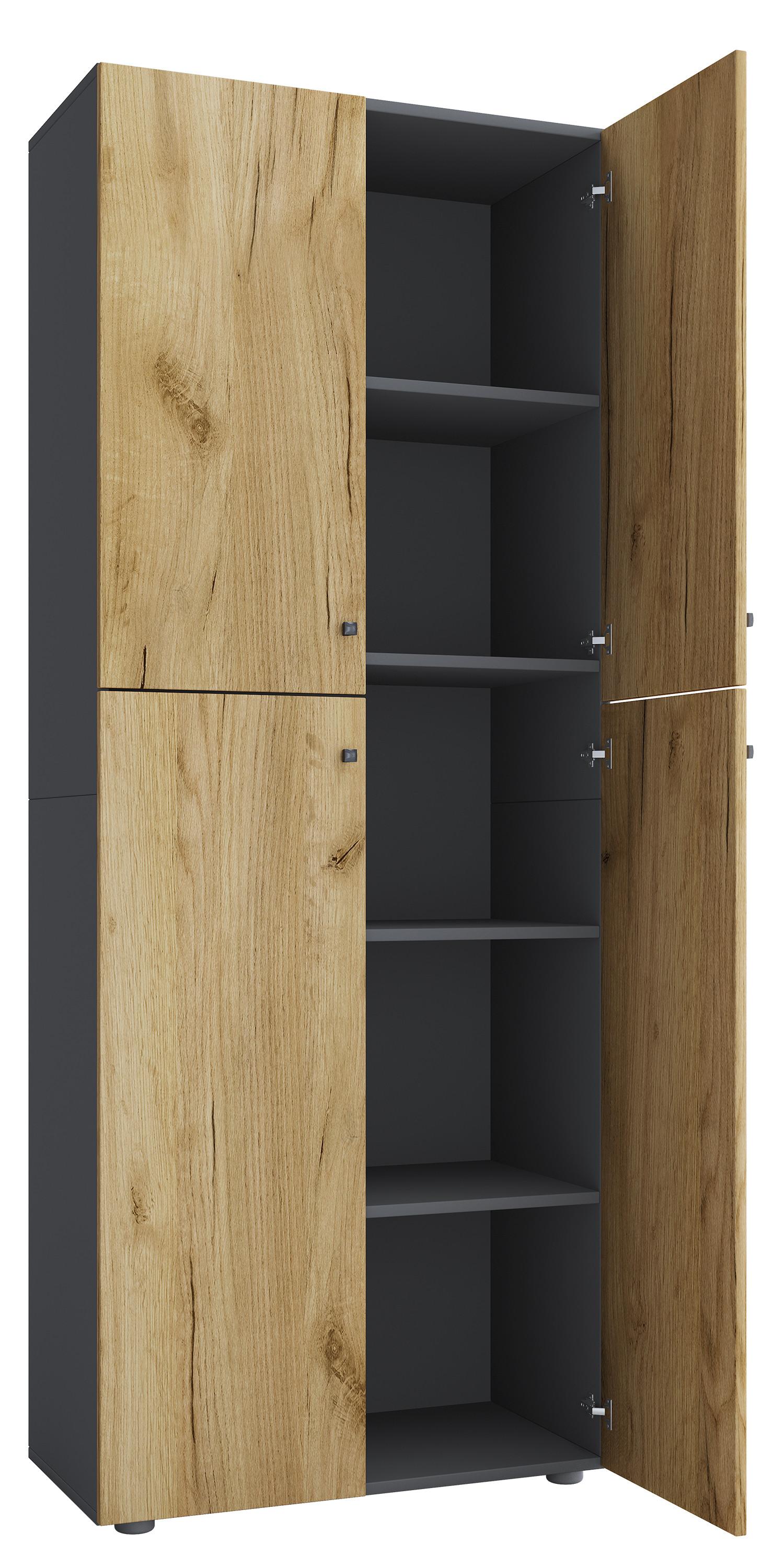 VCM Büroschrank mit 5 Fächern | moderner Aktenschrank mit Drehtüren | Maße ca. B. 70 x H. 184 x T. 40 cm – Lona 5-Fach  