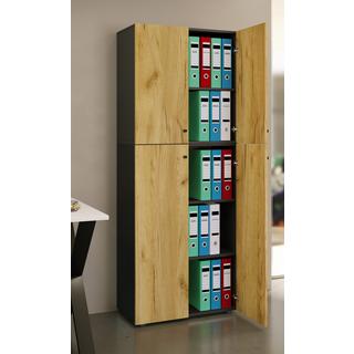 VCM Büroschrank mit 5 Fächern | moderner Aktenschrank mit Drehtüren | Maße ca. B. 70 x H. 184 x T. 40 cm – Lona 5-Fach  