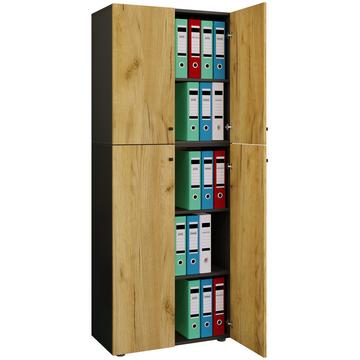 Büroschrank mit 5 Fächern | moderner Aktenschrank mit Drehtüren | Maße ca. B. 70 x H. 184 x T. 40 cm – Lona 5-Fach