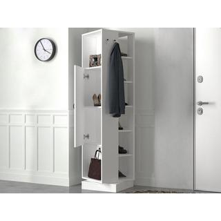 Vente-unique Drehbarer Garderobenschrank mit Stauraum & 1 Spiegel - Weiß - ARALDI  