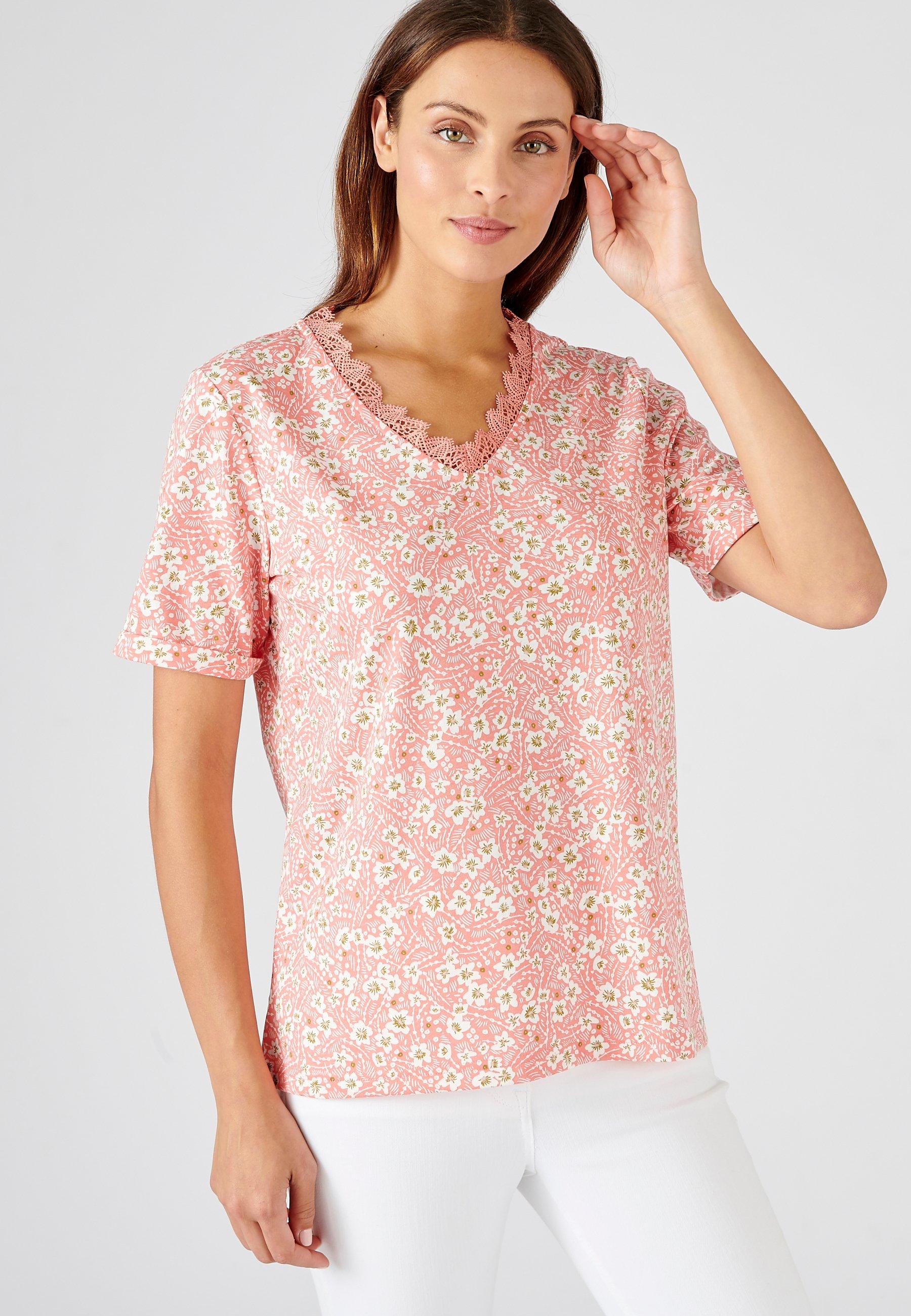 Image of T-shirt Mit Blumenprint. Damen Orange 46-48