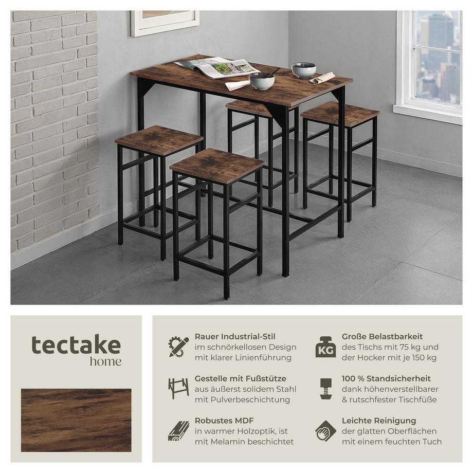 Tectake Set da bar Edimburgo 5 pezzi  