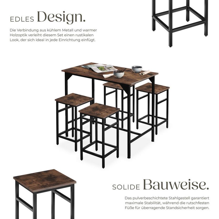 Tectake Set da bar Edimburgo 5 pezzi  