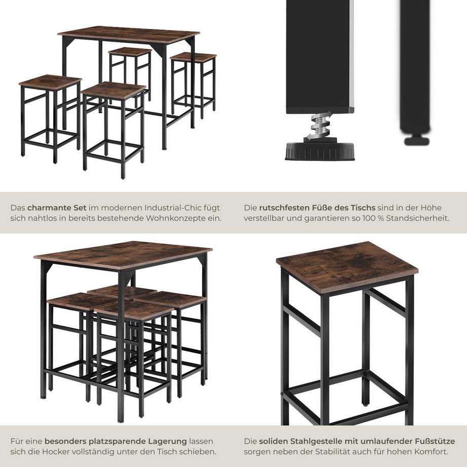 Tectake Set da bar Edimburgo 5 pezzi  