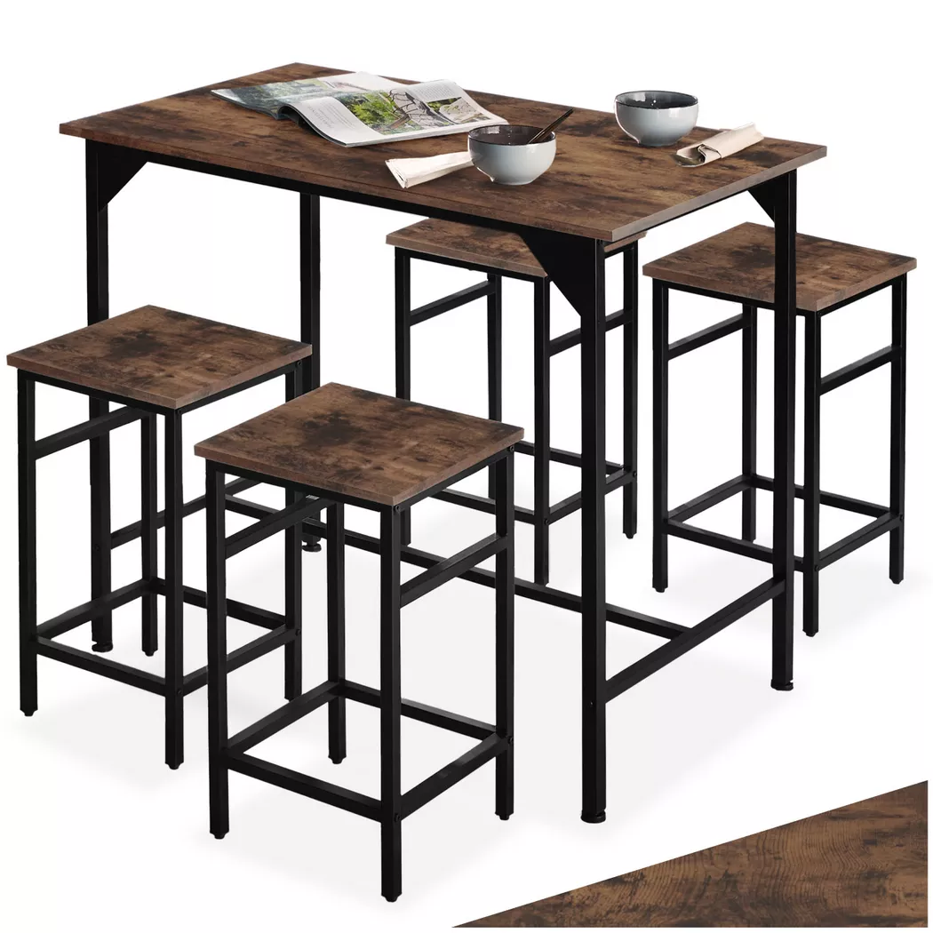 Tectake - Ensemble table de bistrot ÉDIMBOURG 5 parties, 5 Stücke, Marron