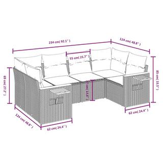 VidaXL Ensemble de canapés de jardin rotin synthétique  