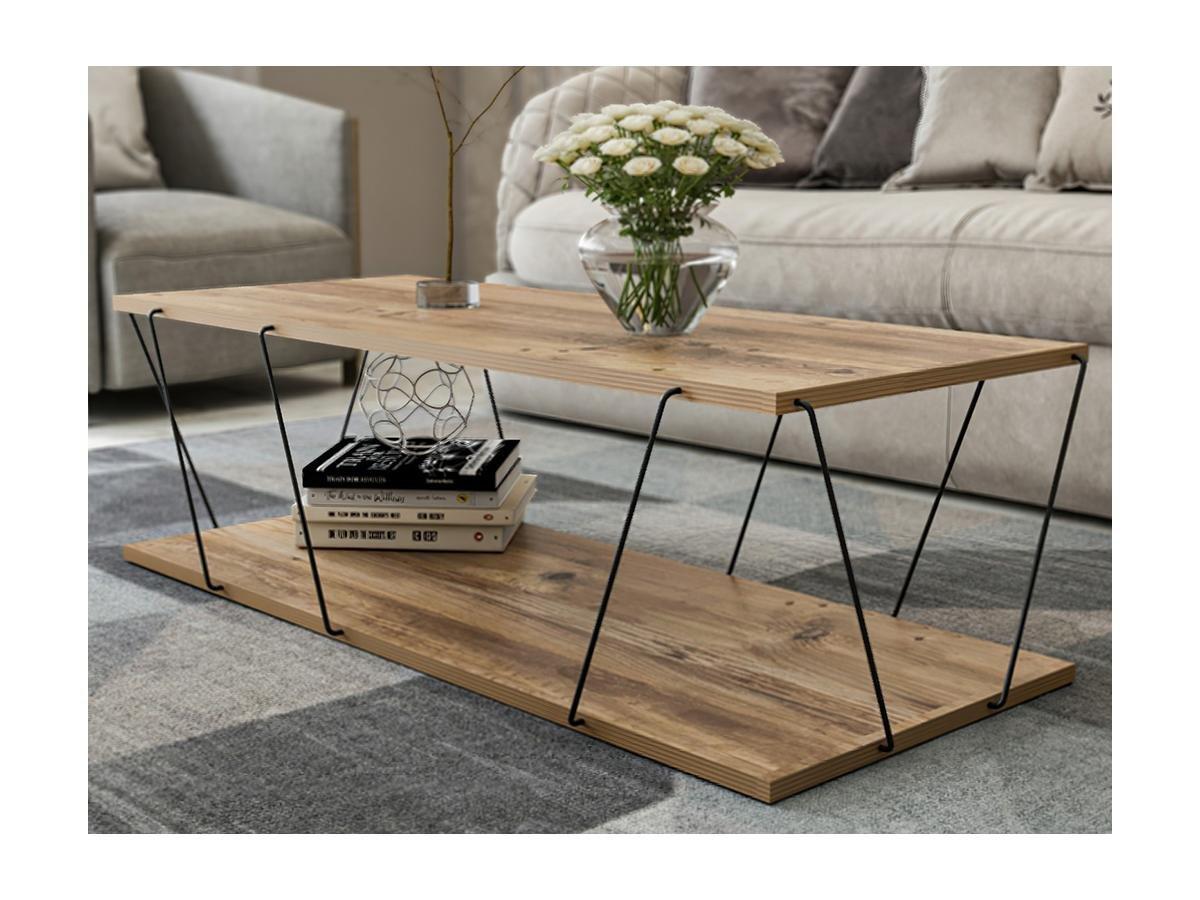 Vente-unique Table basse - Naturel et noir - DELORY  