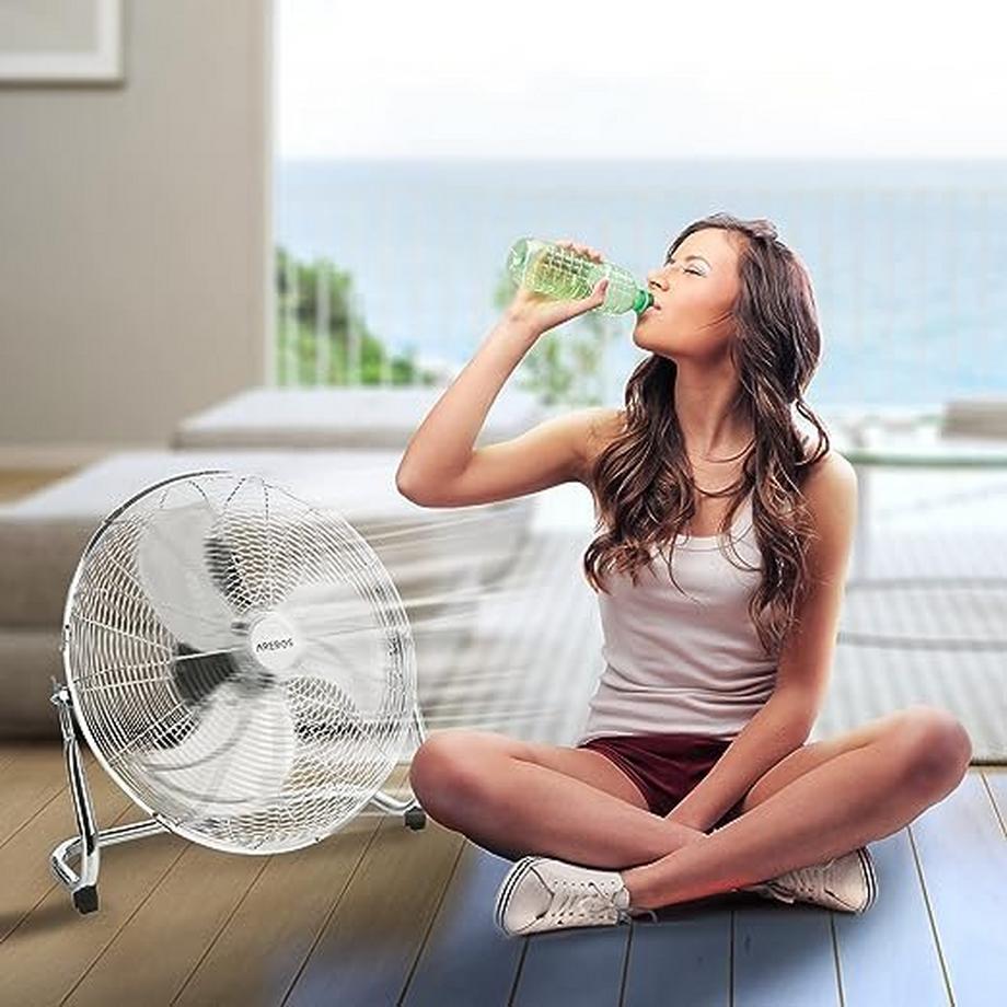 Arebos AREBOS Bodenventilator Windmaschine Luftkühler Lüfter 18 Zoll Ø 45 Hallenlüfter  