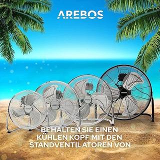 Arebos AREBOS Ventilatore pavimento 3 livelli di velocità GS Testato da TÜV Süd Argento  