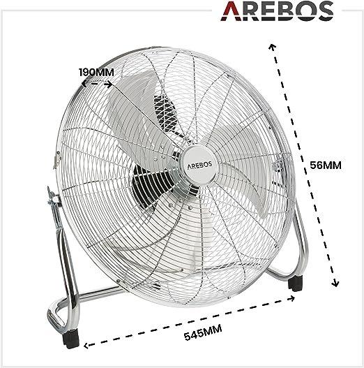 Arebos AREBOS Ventilateur de sol 18 pouces Ø 45 | machine à vent | 3 niveaux de vitesse  