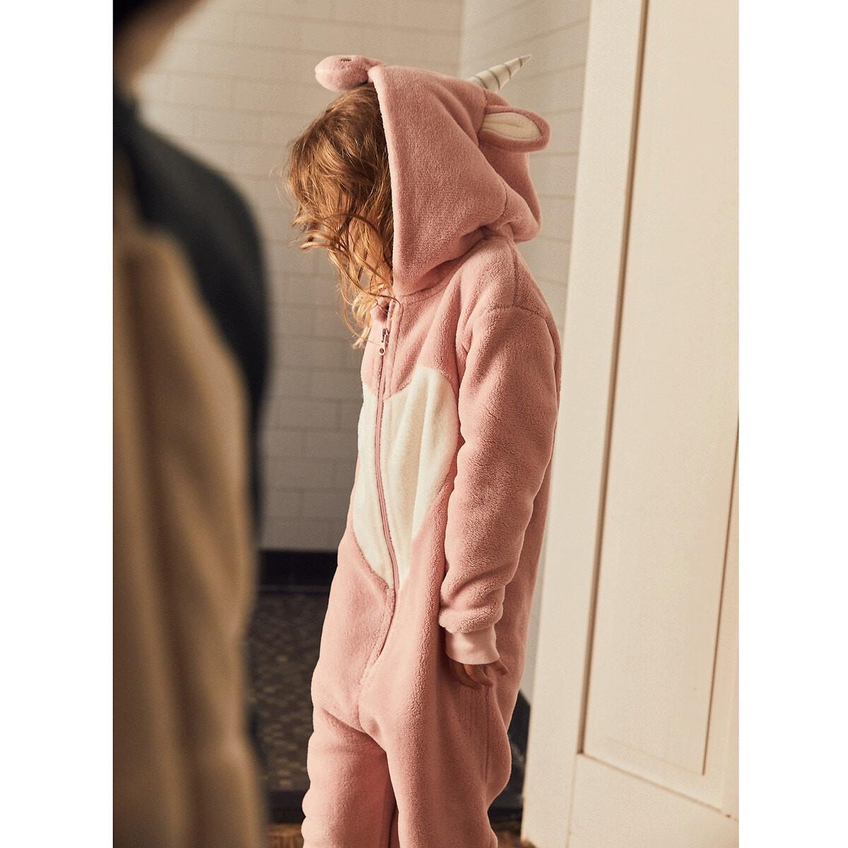 La Redoute Collections  Fleece-Overall mit Einhornkapuze 