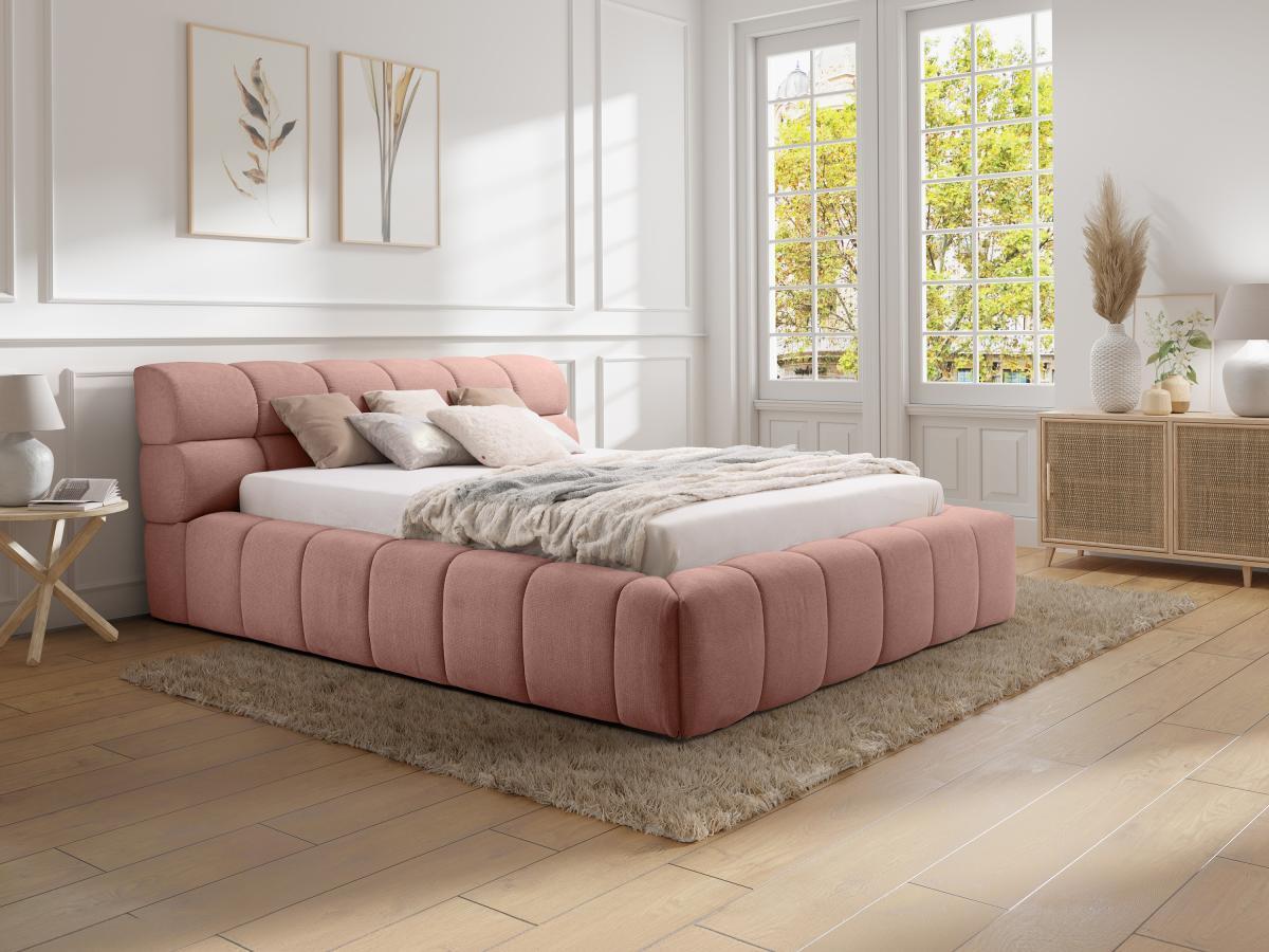 PASCAL MORABITO Bett mit Bettkasten - 180 x 200 cm - Stoff - Rosa - FORVIK von Pascal Morabito  