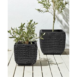 Beliani Lot de 2 pots de fleurs en Polyrotin Rustique BERBERIS  