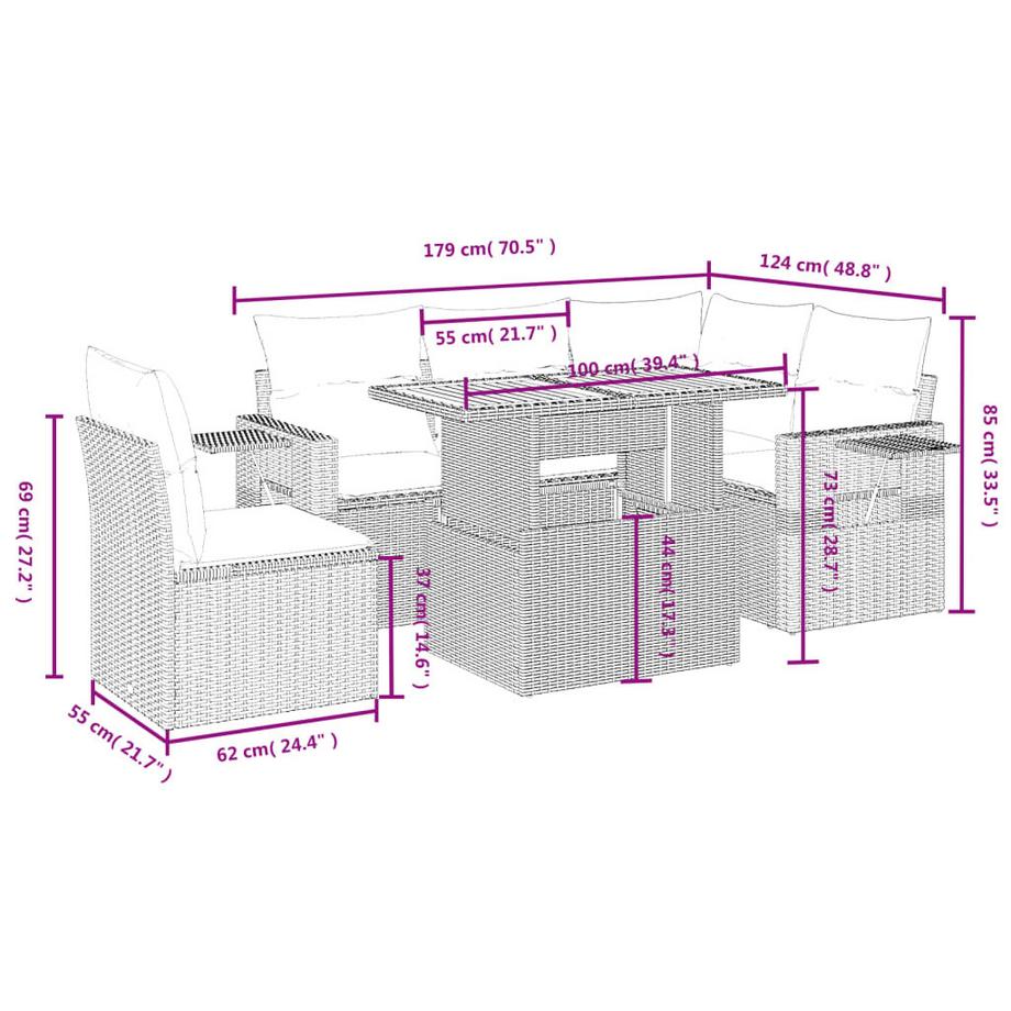 VidaXL Garten sofagarnitur poly-rattan  