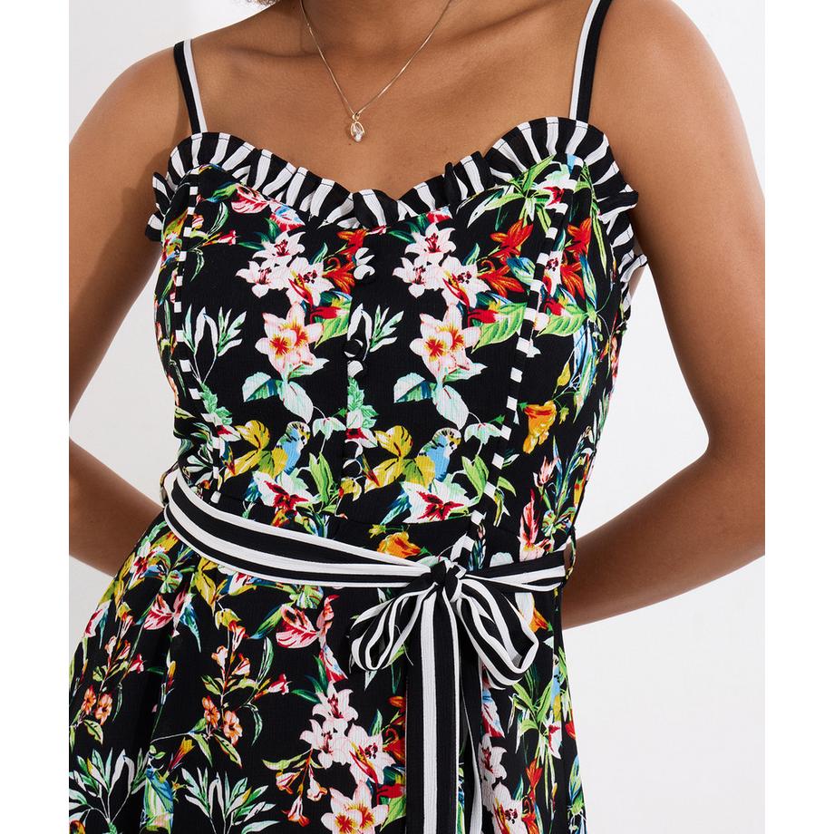 Joe Browns Kleid mit tropischem Druck und Bindegürtel  