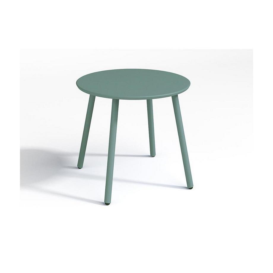 Vente-unique Garten-Sitzgruppe: Beistelltisch + 2 stapelbare Sessel - Metall - Hellgrün - MIRMANDE von MYLIA  